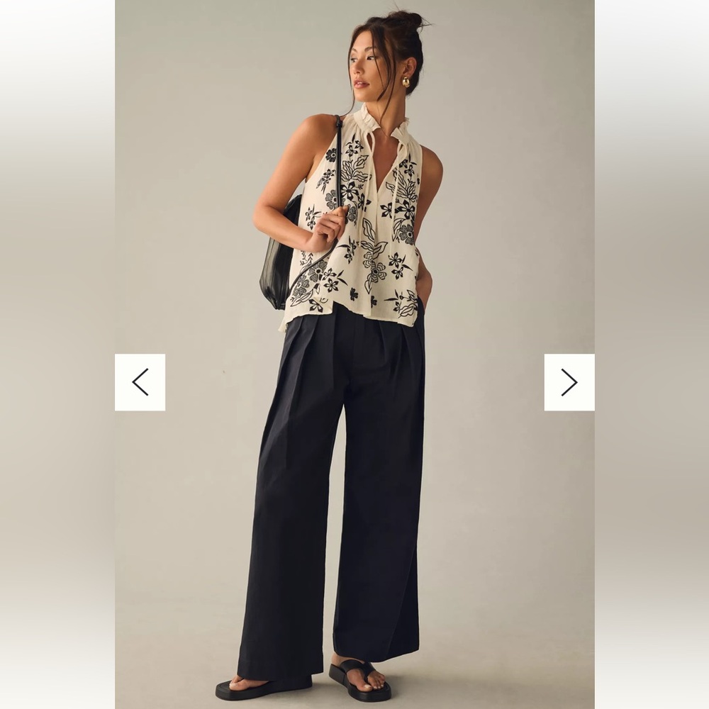 ANTHRO Tavi embroidered tank blouse with tie front, swing style by Pilcro NEW - Picture 3 of 16
